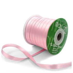 3/8 Inch (9MM) Pink Luster Double Faced Satin Ribbon with Woven Edge - 100 YDS